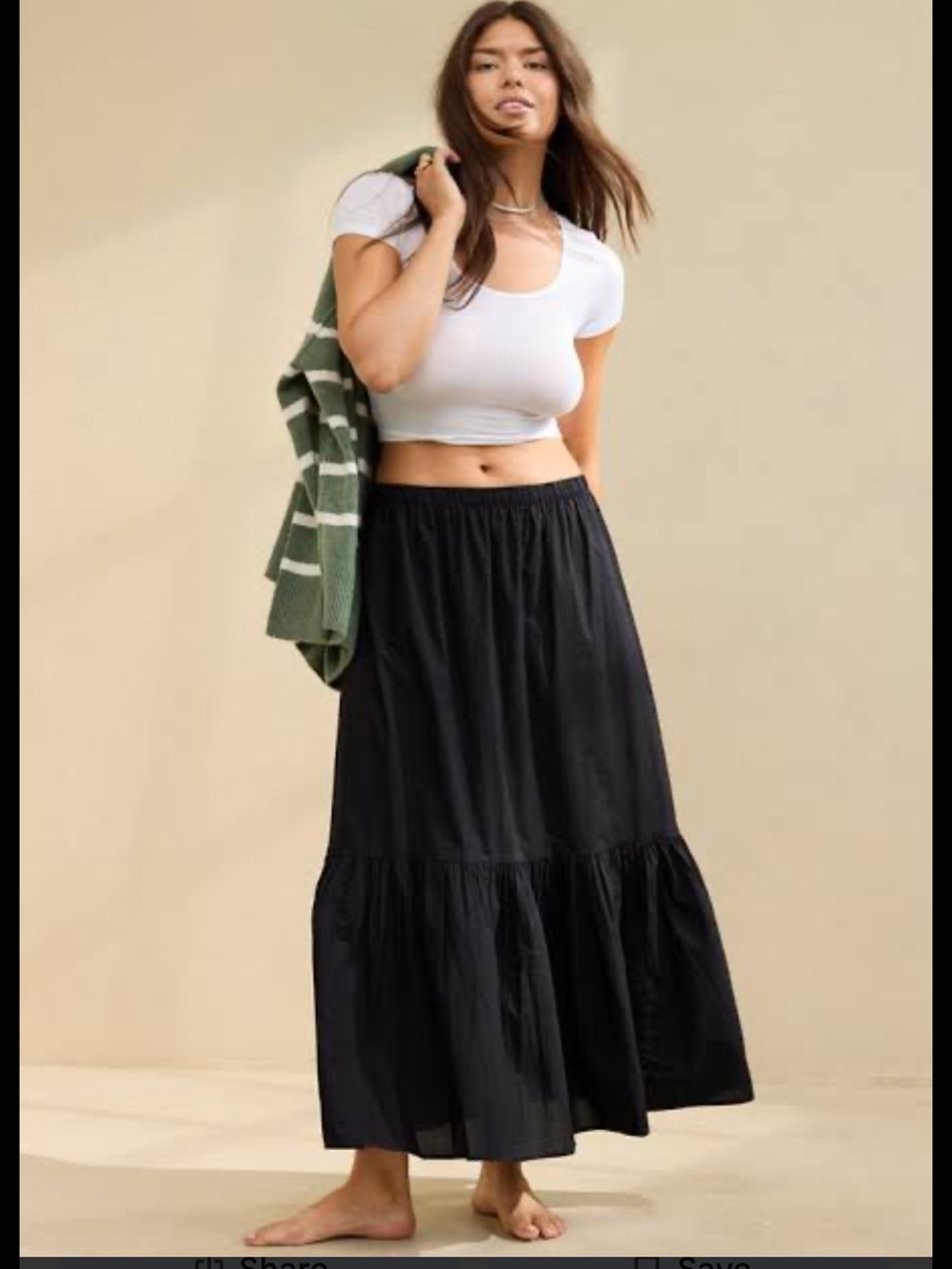 Aerie Cotton Poplin Tiered Maxi Skirt